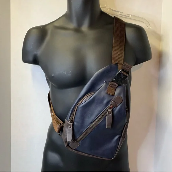 Vegan Leather Brown Sling Bag - Picture 3 of 9
